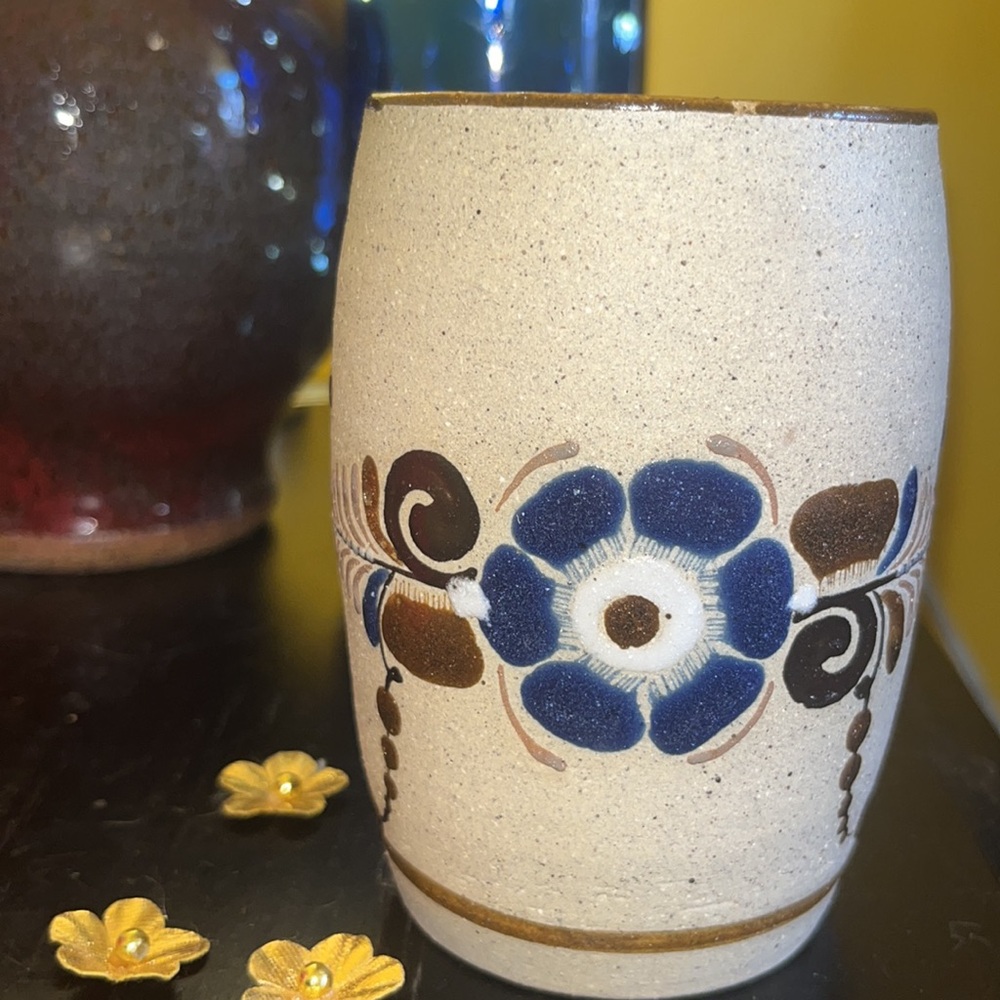 Vintage Tonala Mexico mug made out of clay- like new condition - 4 3/4” tall -